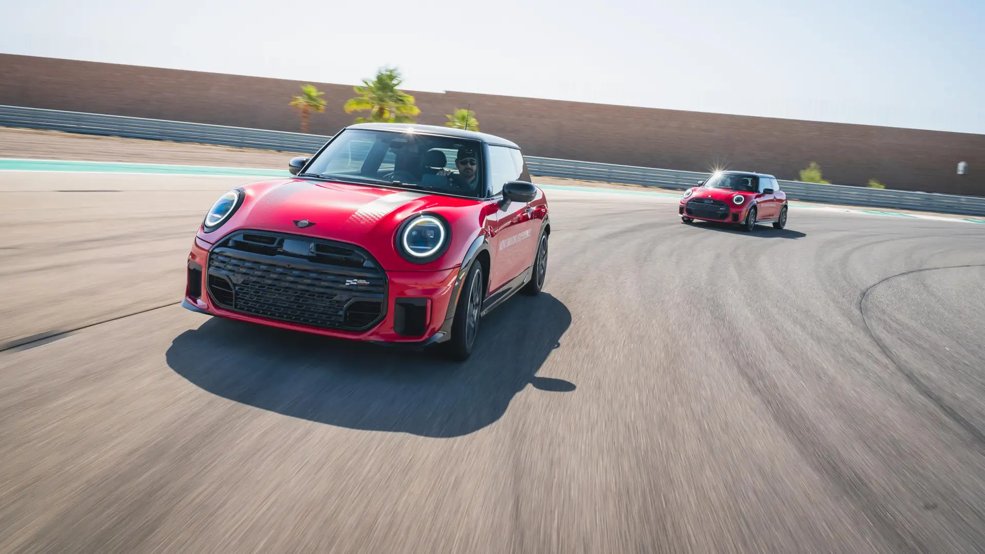 Chili Red MINI Coupes on track