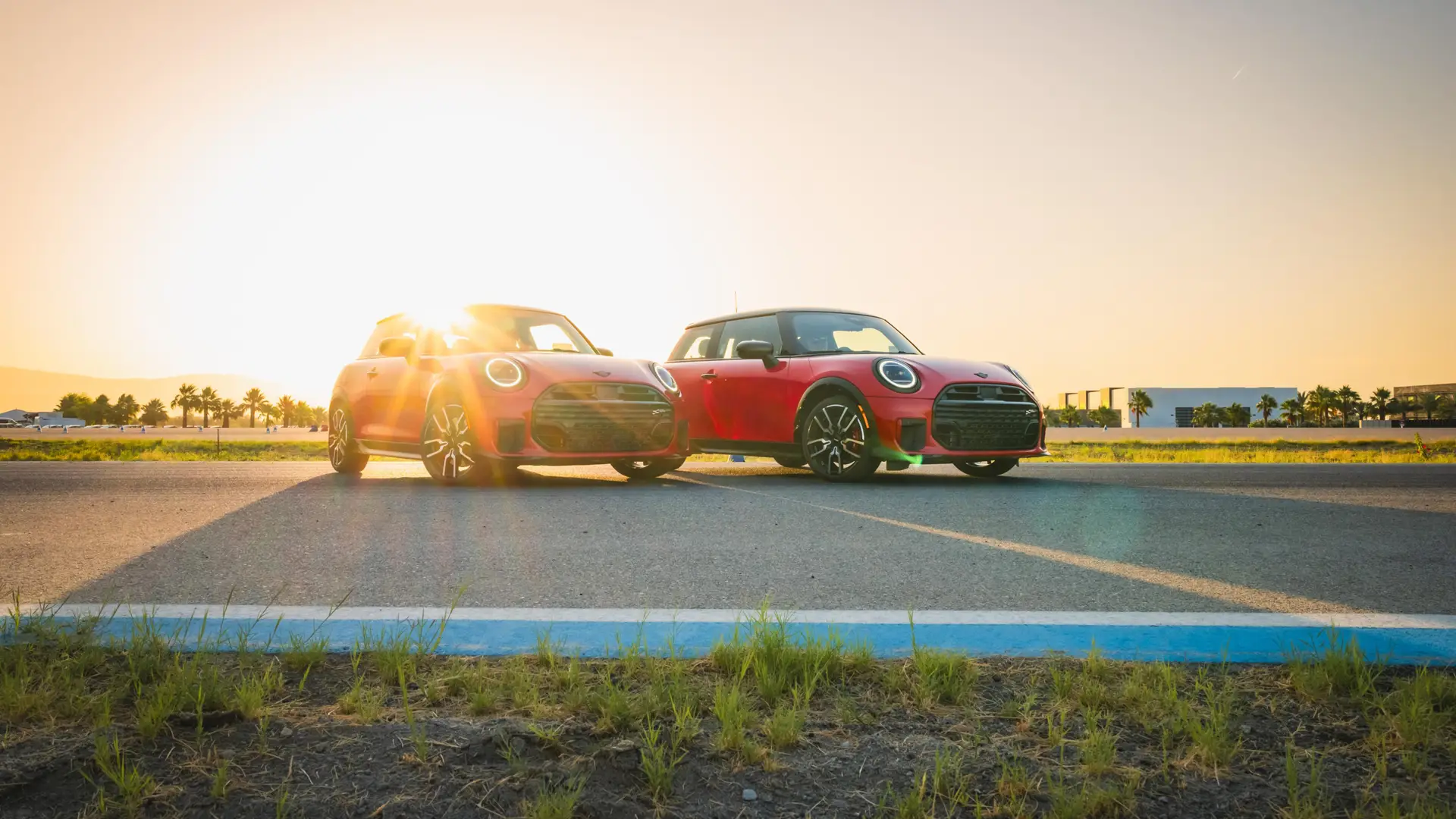 MINIs parked on track in Thermal
